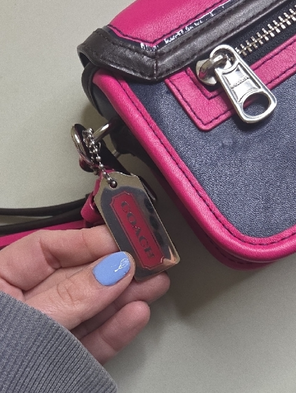 Coach Legacy Colorblock Pink and Navy Leather Crossbody - Picture 2 of 8